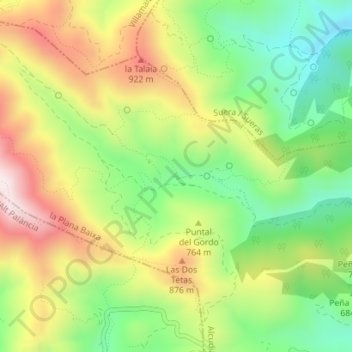 Mapa topográfico Jinquer, altitud, relieve