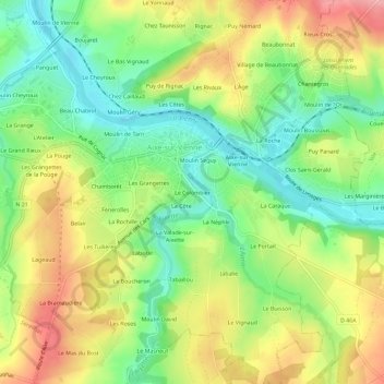 Mapa topográfico Le Colombier, altitud, relieve