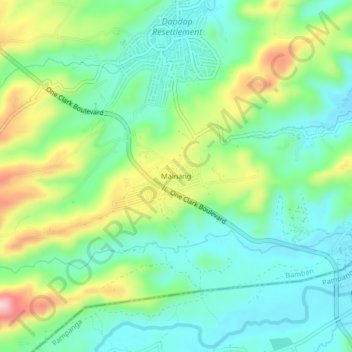 Mapa topográfico Mainang, altitud, relieve