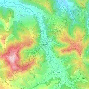 Mapa topográfico Seigneurix, altitud, relieve