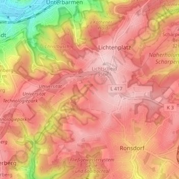 Mapa topográfico Baur, altitud, relieve