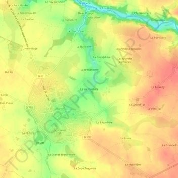 Mapa topográfico La Boulardière, altitud, relieve