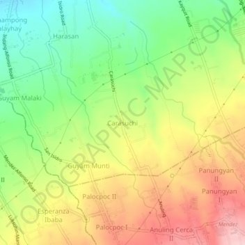 Mapa topográfico Carasuchi, altitud, relieve