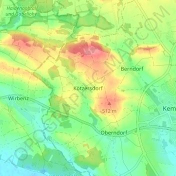 Mapa topográfico Kötzersdorf, altitud, relieve