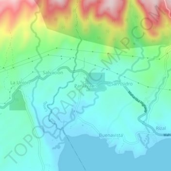 Mapa topográfico Panlayaan, altitud, relieve