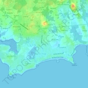 Mapa topográfico Kerlois, altitud, relieve