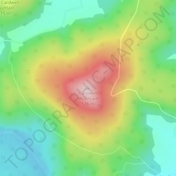 Mapa topográfico Cardwell Mountain, altitud, relieve