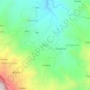 Mapa topográfico Banti, altitud, relieve