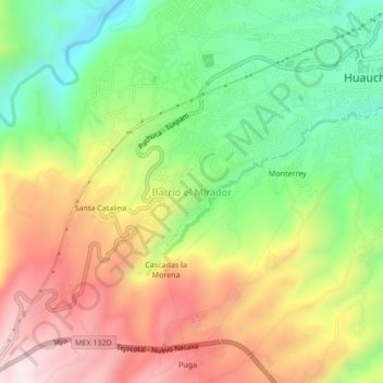 Mapa topográfico Barrio el Mirador, altitud, relieve