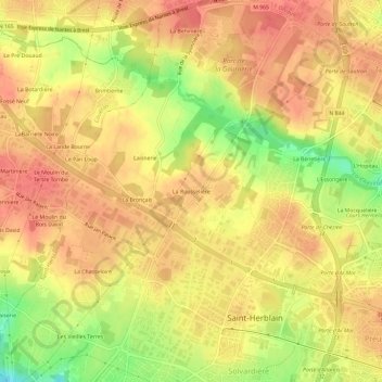 Mapa topográfico La Rousselière, altitud, relieve