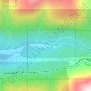 Mapa topográfico Tye, altitud, relieve