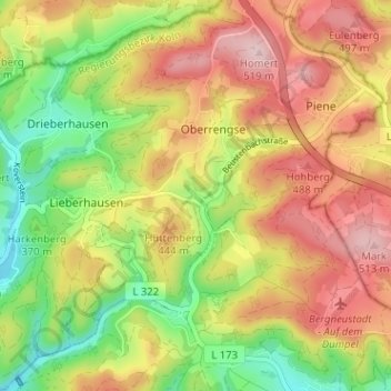 Mapa topográfico Wörde, altitud, relieve