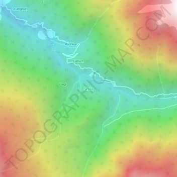Mapa topográfico Shila, altitud, relieve