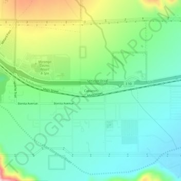 Mapa topográfico Cabazon, altitud, relieve