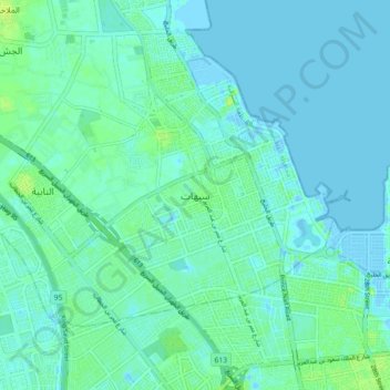 Mapa topográfico Saihat, altitud, relieve
