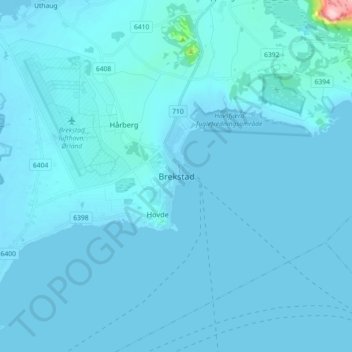Mapa topográfico Brekstad, altitud, relieve