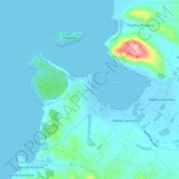 Mapa topográfico Kilada, altitud, relieve
