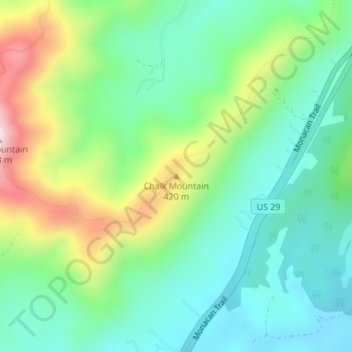Mapa topográfico Chalk Mountain, altitud, relieve