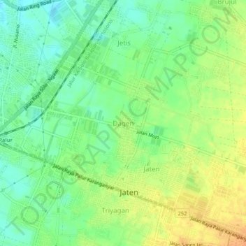 Mapa topográfico Dagen, altitud, relieve