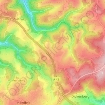 Mapa topográfico Winkeln, altitud, relieve