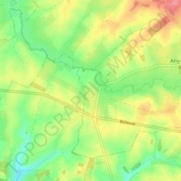 Mapa topográfico Les Hausseaux, altitud, relieve