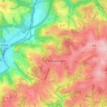 Mapa topográfico Höhe, altitud, relieve