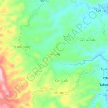 Mapa topográfico Sambag, altitud, relieve