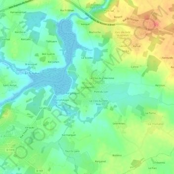 Mapa topográfico Les Genets, altitud, relieve