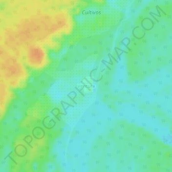 Mapa topográfico Ventura, altitud, relieve