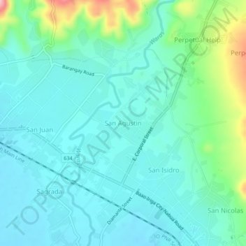 Mapa topográfico San Agustin, altitud, relieve