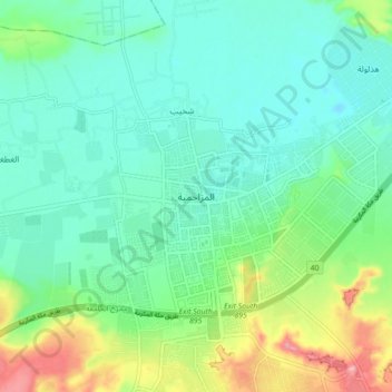 Mapa topográfico Al Muzahimiyah, altitud, relieve