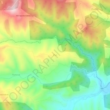 Mapa topográfico Rat, altitud, relieve