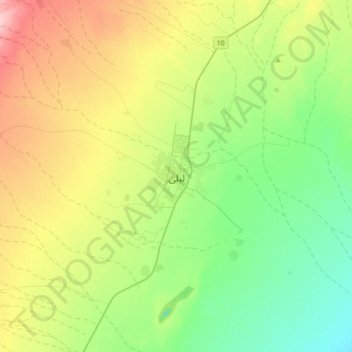 Mapa topográfico ليلى, altitud, relieve