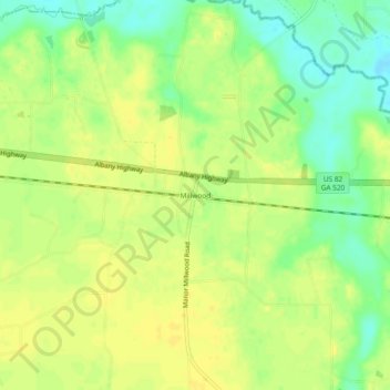 Mapa topográfico Millwood, altitud, relieve
