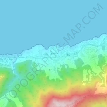 Mapa topográfico Chaarir, altitud, relieve
