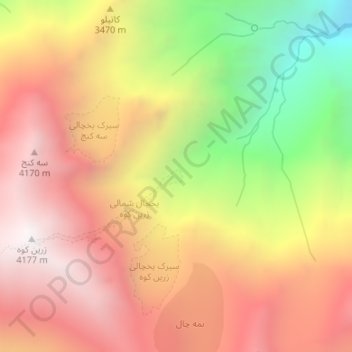 Mapa topográfico خدابره, altitud, relieve
