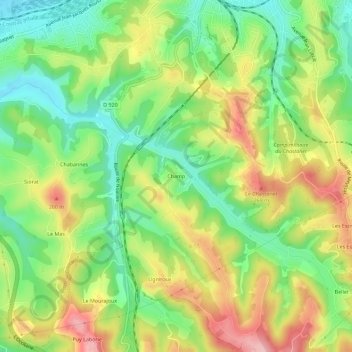 Mapa topográfico Champ, altitud, relieve