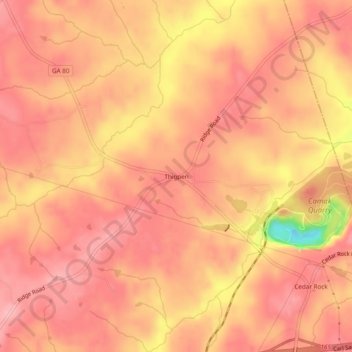 Mapa topográfico Thigpen, altitud, relieve