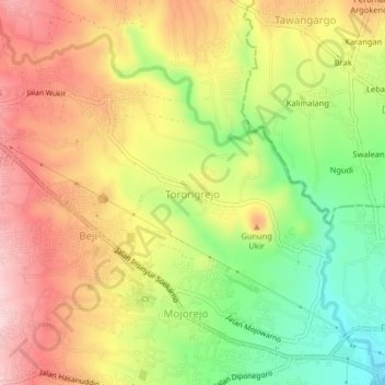 Mapa topográfico Torongrejo, altitud, relieve