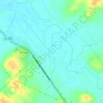 Mapa topográfico Tahivilla, altitud, relieve