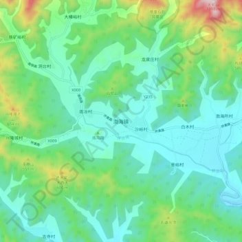 Mapa topográfico Bohai, altitud, relieve