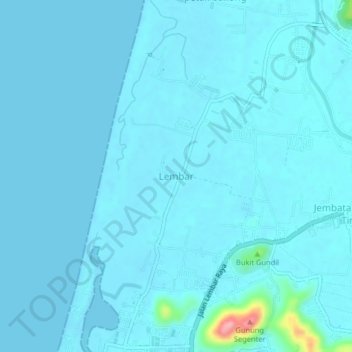 Mapa topográfico Lembar, altitud, relieve
