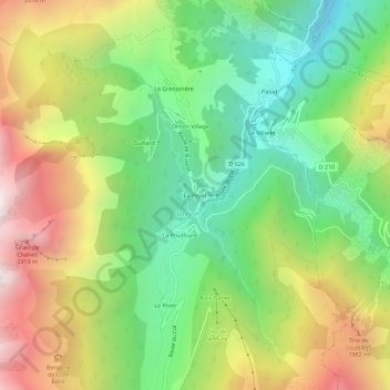 Mapa topográfico La Poyat, altitud, relieve