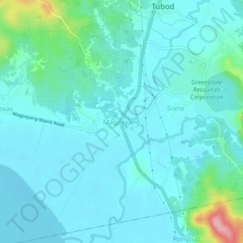 Mapa topográfico Magpayang, altitud, relieve