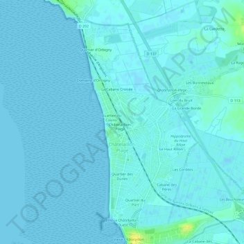 Mapa topográfico Les Sables, altitud, relieve