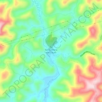 Mapa topográfico Santa Vitória dos Cocais, altitud, relieve