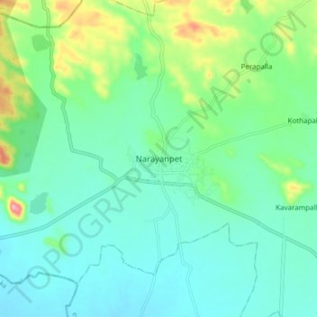 Mapa topográfico Narayanpet, altitud, relieve