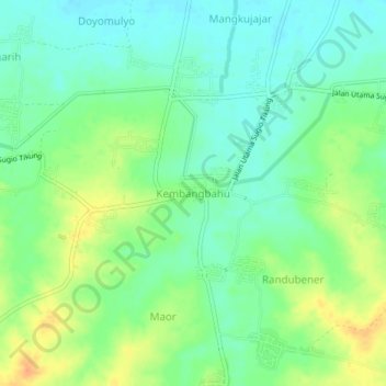 Mapa topográfico Kembangbahu, altitud, relieve
