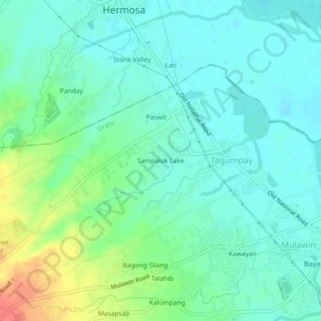 Mapa topográfico Sampalok Lake, altitud, relieve