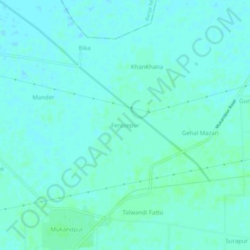 Mapa topográfico Ferozepur, altitud, relieve